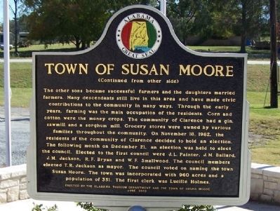 Town of Susan Moore Marker, Side B image. Click for full size.