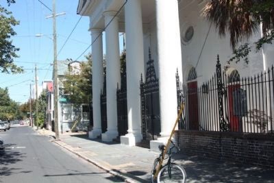 St. John's Church Marker,at right, inside the fence, along Archdale Street. Click for full size. St. John's Church Marker,at right, inside the fence, along Archdale Street image. Click for full size.