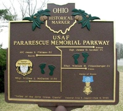 USAF Pararescue Memorial Parkway Marker Rear image. Click for full size.