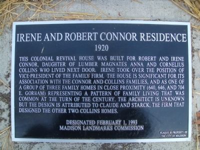 Irene and Robert Connor Residence Marker image. Click for full size.