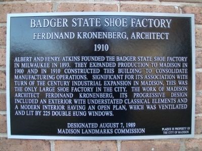 Badger State Shoe Factory Marker image. Click for full size.