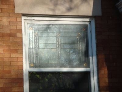 Closeup of Leaded Glass Window on Collins Residence image. Click for full size.