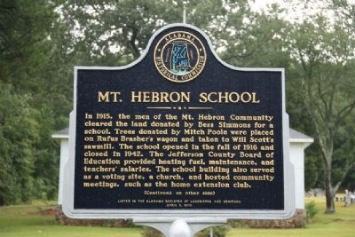 Mt. Hebron School Marker (Front) image. Click for full size.