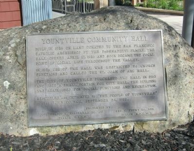 Yountville Community Hall Marker image. Click for full size.