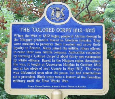 The "Colored Corps" 1812 - 1815 Marker image. Click for full size.