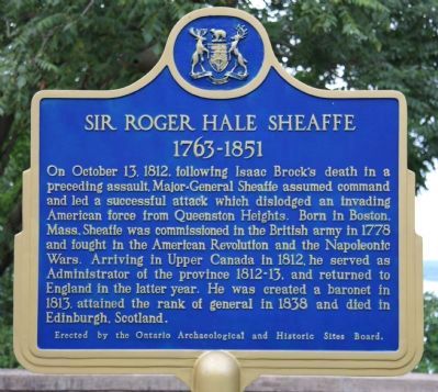 Sir Roger Hale Sheaffe Marker image. Click for full size.