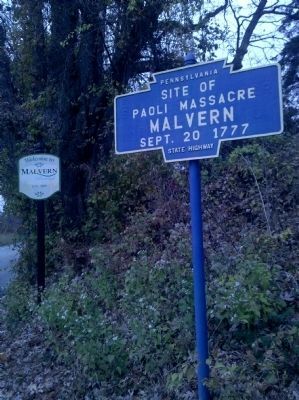Malvern Borough & Paoli Massacre Markers image. Click for full size.