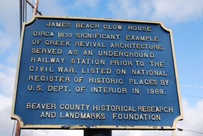 James Beach Clow House Marker image. Click for full size.
