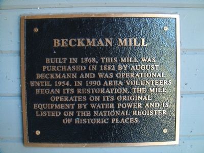 Beckman Mill Marker. Click for full size. Beckman Mill Marker image. Click for full size.