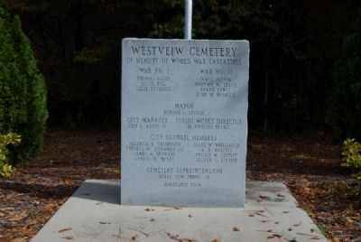 Westview Cemetery World War Memorial image. Click for full size.