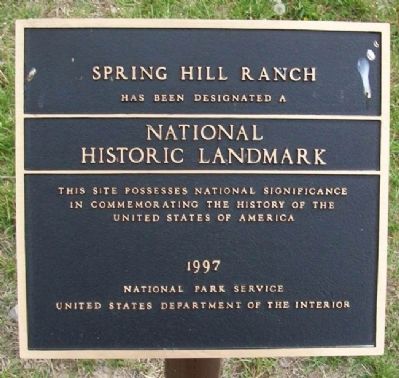 Spring Hill Ranch NHL Marker image. Click for full size.