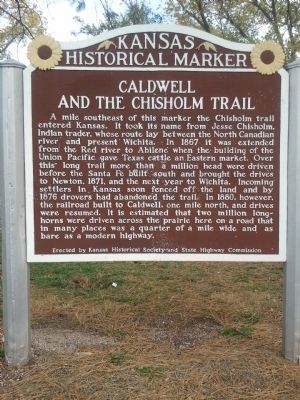 Caldwell and the Chisholm Trail Marker image. Click for full size.