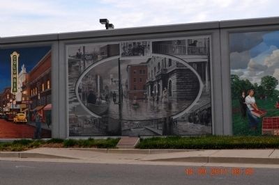 Paducah 1937 Flood Marker & Mural image. Click for full size.