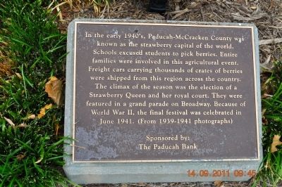 Paducah the Strawberry Capital Marker. Click for full size. Paducah the Strawberry Capital Marker image. Click for full size.
