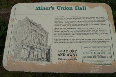 Miner's Union Hall Marker image. Click for full size.