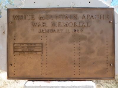 White Mountain Apache War Memorial Marker Plaque image. Click for full size.