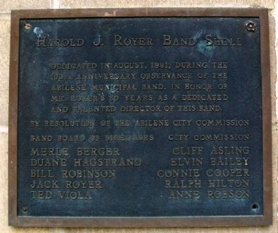 Harold J. Royer Band Shell Marker image. Click for full size.