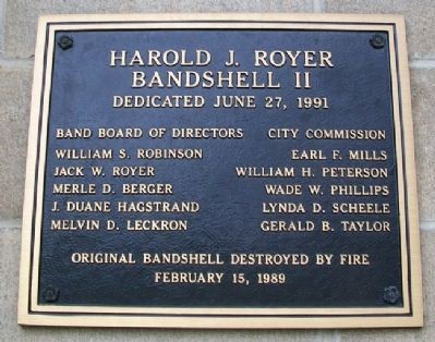 Harold J. Royer Band Shell Marker image. Click for full size.
