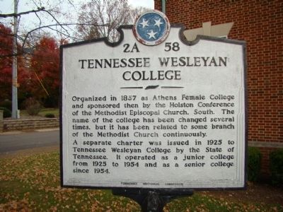 Tennessee Wesleyan College Marker image. Click for full size.