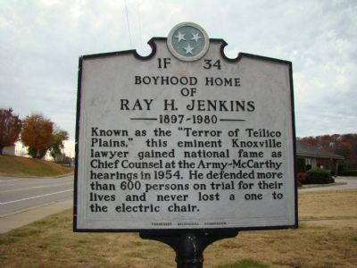 Boyhood Home of Ray H. Jenkins Marker image. Click for full size.