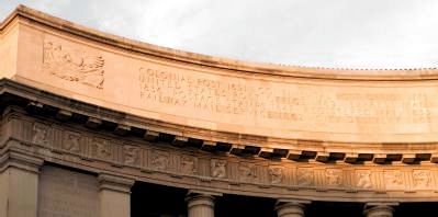Inscription above the frieze, north end, west side entablature image. Click for full size.