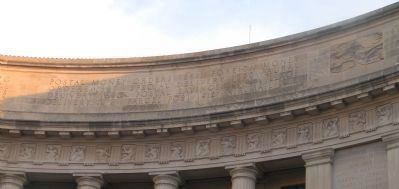 Inscription above the frieze, south end, west side entablature image. Click for full size.