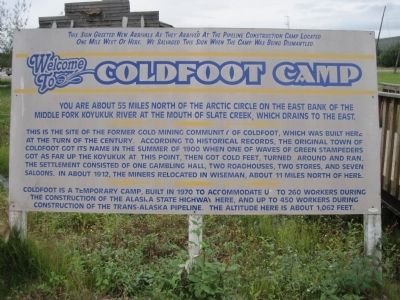 Welcome to Coldfoot Camp Marker image. Click for full size.
