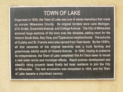 Town of Lake Marker image. Click for full size.