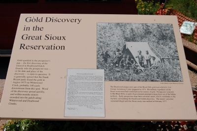 Former Gold Discovery in the Great Sioux Reservation Marker image. Click for full size.