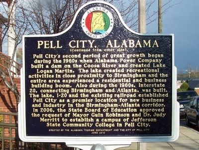 Pell City, Alabama Marker, side B image. Click for full size.