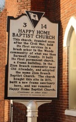 Happy Home Baptist Church Marker image. Click for full size.