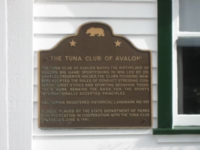 The Tuna Club of Avalon Marker image. Click for full size.