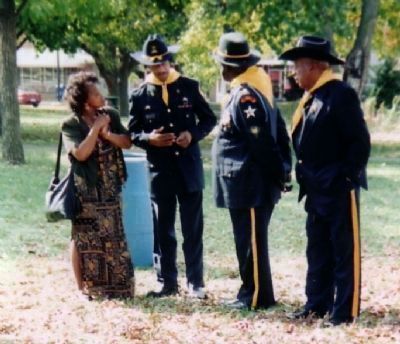 Elenora L. Burton with Buffalo Soldier Re-Enactors image. Click for full size.