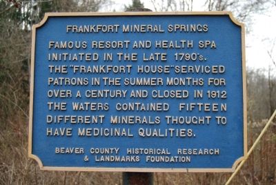 Frankfort Mineral Springs Marker image. Click for full size.