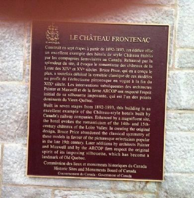 Le Ch�teau Frontenac Marker image. Click for full size.