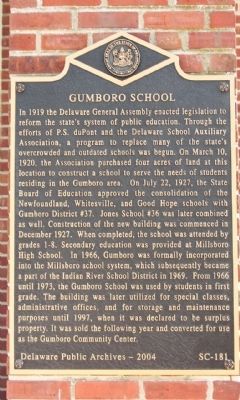 Gumboro School Marker image. Click for full size.