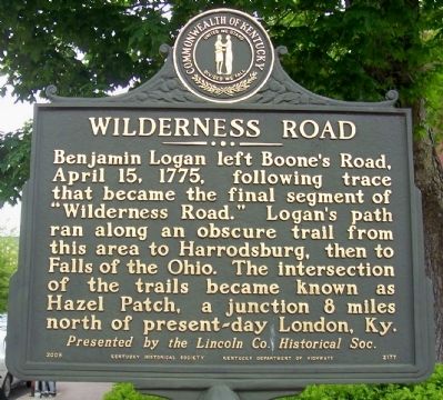 Wilderness Road Side of the Marker image. Click for full size.