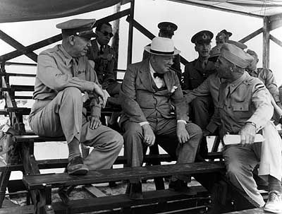 Gen. Lee, British Prime Minister Winston Churchill and US Army Chief of Staff George C. Marshall image. Click for full size.