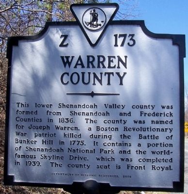 Warren County side of the marker image. Click for full size.