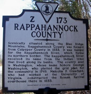Rappahannock County side of the marker. Click for full size. Rappahannock County side of the marker image. Click for full size.