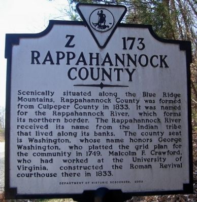 Rappahannock County side of the marker image. Click for full size.