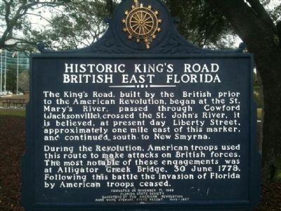 Historic King's Road British East Florida Marker image. Click for full size.