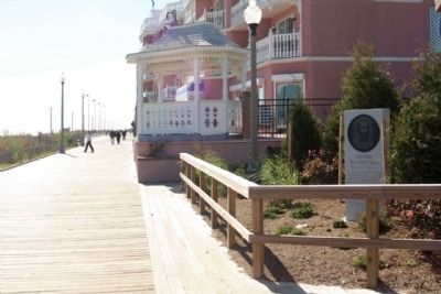 Giovanni Da Verrazzano Marker along Boardwalk, Atlantic Ocean, looking southward. Click for full size. Giovanni Da Verrazzano Marker along Boardwalk, Atlantic Ocean, looking southward image. Click for full size.