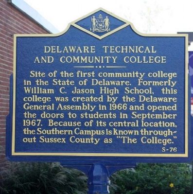 Delaware Technical and Community College Marker image. Click for full size.