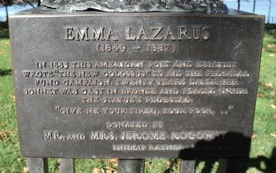 Emma Lazarus Marker image. Click for full size.