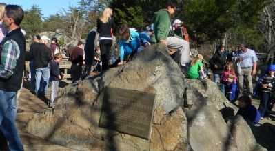 Olmsted Island Marker and sightseers at the Great Falls Overlook image. Click for full size.