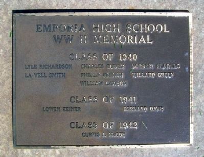 Emporia High School Classes 1940-41-42 WWII Memorial image. Click for full size.