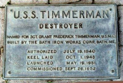 USS Timmerman Marker image. Click for full size.
