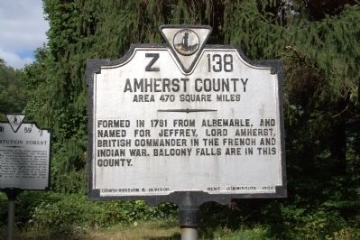 Amherst County Face of Marker. Click for full size. Amherst County Face of Marker image. Click for full size.