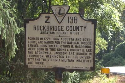 Rockbridge County Face of Marker. Click for full size. Rockbridge County Face of Marker image. Click for full size.